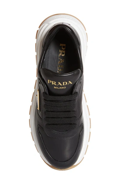 Shop Prada Triangle Logo Lace-up Sneaker In Black