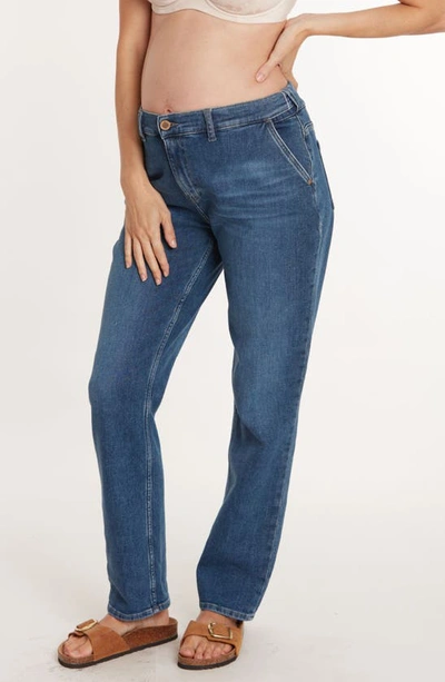 Shop Cache Coeur Carrie Cuff Maternity Mom Jeans In Mid Blue Used