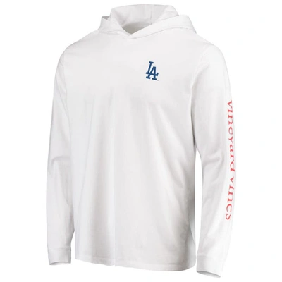 Shop Vineyard Vines White Los Angeles Dodgers Logo Hoodie Long Sleeve T-shirt