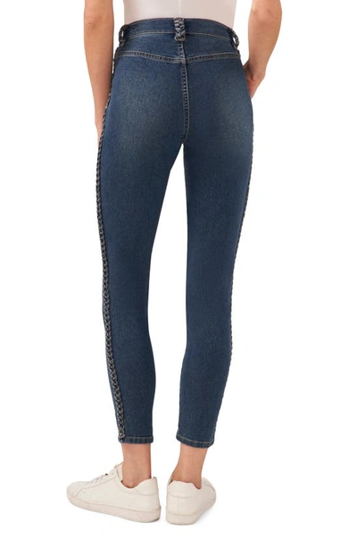 Shop Cece Braid Detail High Waist Skinny Jeans In Indigo Blue