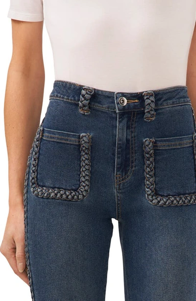 Shop Cece Braid Detail High Waist Skinny Jeans In Indigo Blue