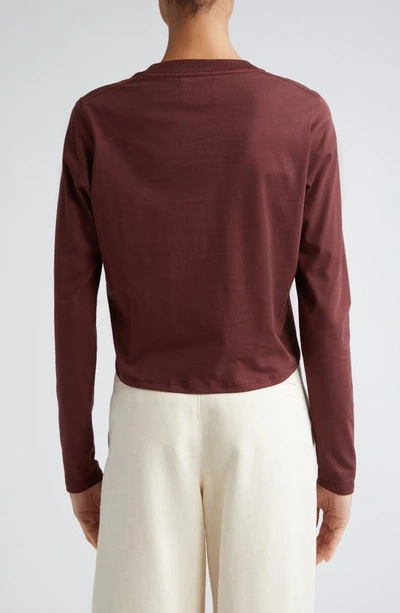 Shop Loulou Studio Masal Long Sleeve Cotton T-shirt In Midnight Bordeaux