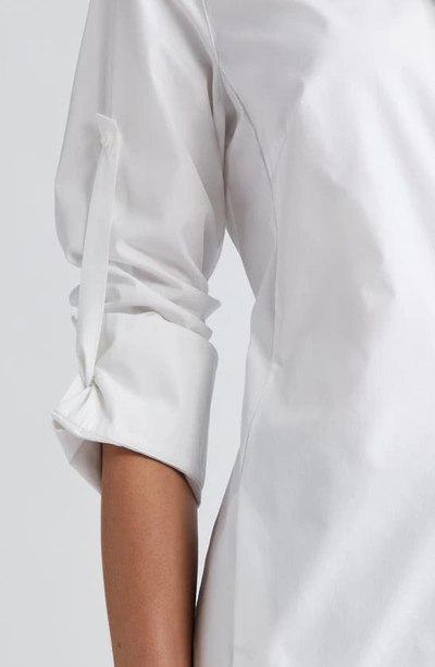 Akris Cotton & Silk Button-up Tunic Shirt In 011 Ecru