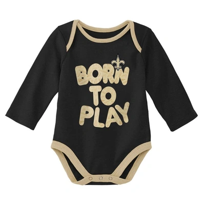 Shop Outerstuff Newborn & Infant Black/heathered Gray New Orleans Saints Born To Win Two-pack Long Sleeve Bodysuit S