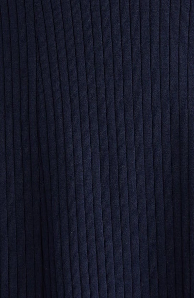 Shop Akris Polo Collar Rib Wool Blend Sweater Dress In Navy