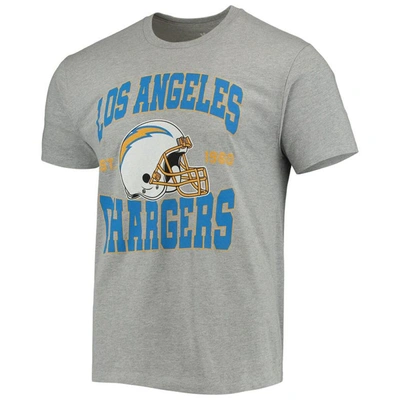 Shop Junk Food Heathered Gray Los Angeles Chargers Helmet T-shirt In Heather Gray