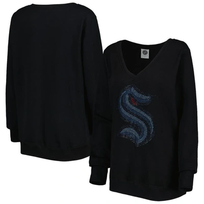 Shop Cuce Black Seattle Kraken Rhinestone V-neck Pullover Sweatshirt