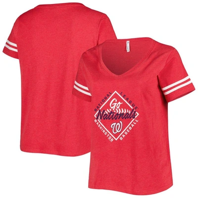 Shop Soft As A Grape Red Washington Nationals Plus Size V-neck Jersey T-shirt