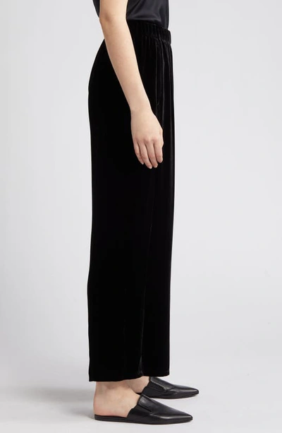 Shop Eileen Fisher Velvet Ankle Wide Leg Pants In Black