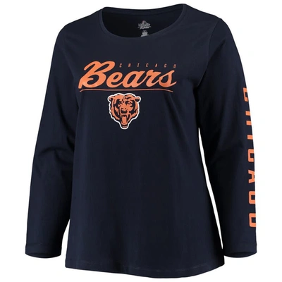 Shop Majestic Navy Chicago Bears Plus Size Team Logo Long Sleeve T-shirt