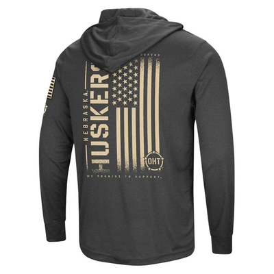 Shop Colosseum Heather Black Nebraska Huskers Team Oht Military Appreciation Long Sleeve Hoodie T-shirt