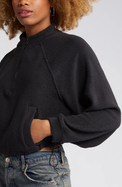 Shop Bp. Fleece Half Zip Pullover In Black Jet