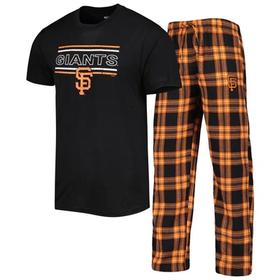 Shop Concepts Sport Black/orange San Francisco Giants Badge T-shirt & Pants Sleep Set