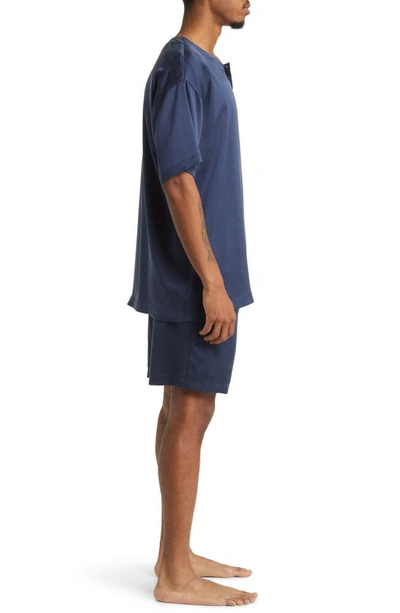 Shop Lunya Henley Washable Silk Short Pajamas In Deep Blue