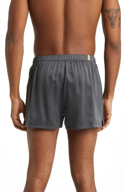 Lunya Washable Silk Boxer Shorts In Meditative Grey