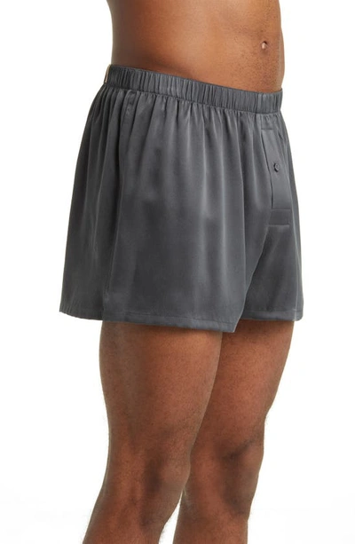 Lunya Washable Silk Boxer Shorts In Meditative Grey