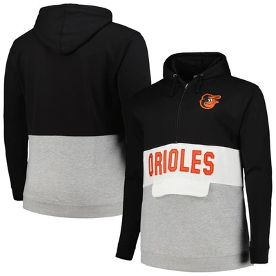 Shop Profile Black/heather Gray Baltimore Orioles Big & Tall Hoodie Half-zip Sweatshirt