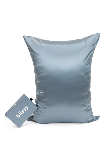 Blissy Mulberry Silk Pillowcase In Ash Blue