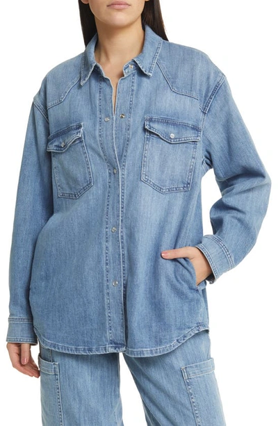 Shop Le Jean Mimi Denim Overshirt In Salt Blue
