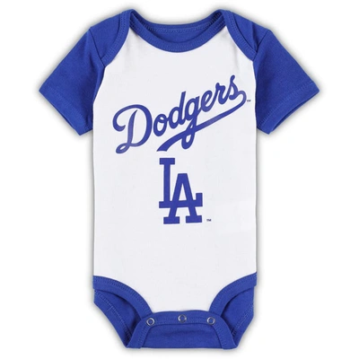 Shop Outerstuff Newborn & Infant White/heather Gray Los Angeles Dodgers Little Slugger Two-pack Bodysuit Set