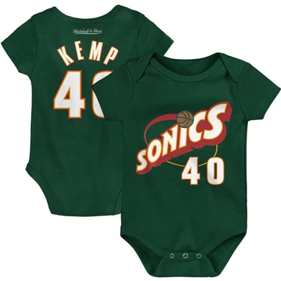 Shop Mitchell & Ness Infant  Shawn Kemp Green Seattle Supersonics Hardwood Classics Name & Number Bodysuit