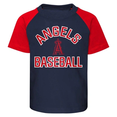 Shop Outerstuff Infant Navy/heather Gray Los Angeles Angels Ground Out Baller Raglan T-shirt And Shorts Set