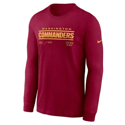 Shop Nike Burgundy Washington Commanders Sideline Infograph Lock Up Performance Long Sleeve T-shirt