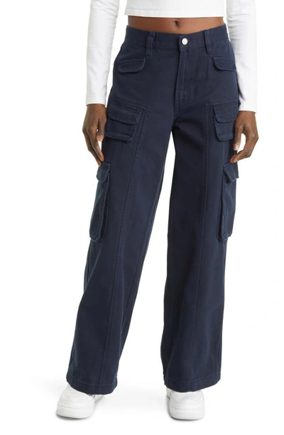 Shop Pacsun Mid Rise Baggy Cargo Pants In Navy Blazer