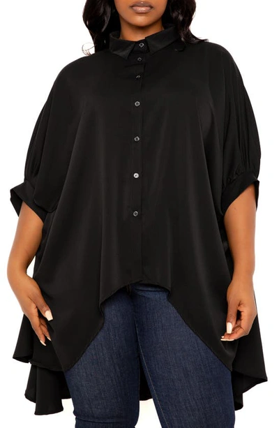 Shop Buxom Couture Flowy High-low Shirt In Black