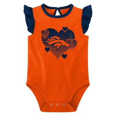 Shop Outerstuff Girls Newborn & Infant Orange/navy Denver Broncos Spread The Love 2-pack Bodysuit Set