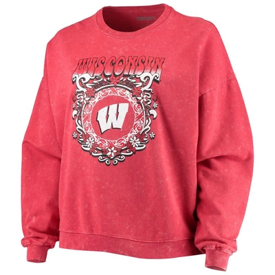 Shop Zoozatz Red Wisconsin Badgers Garment Wash Oversized Vintage Pullover Sweatshirt