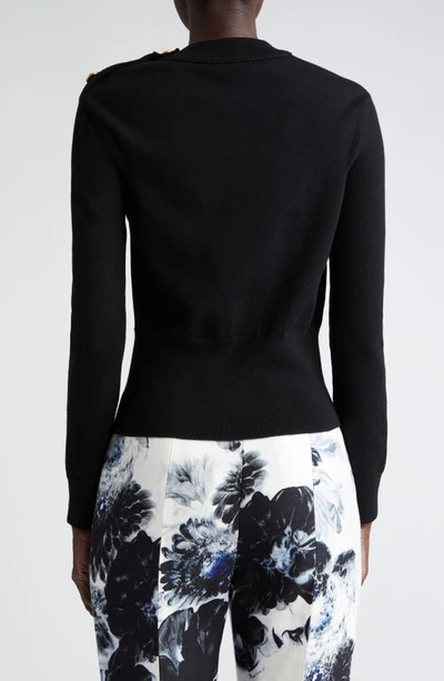 Shop Alexander Mcqueen Button Detail Asymmetric Sweater In Black