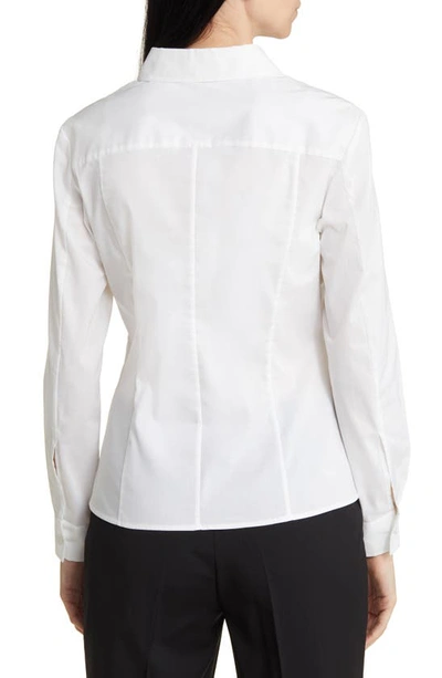 Shop Hugo Boss Bashinah Cotton Blend Blouse In Bright White