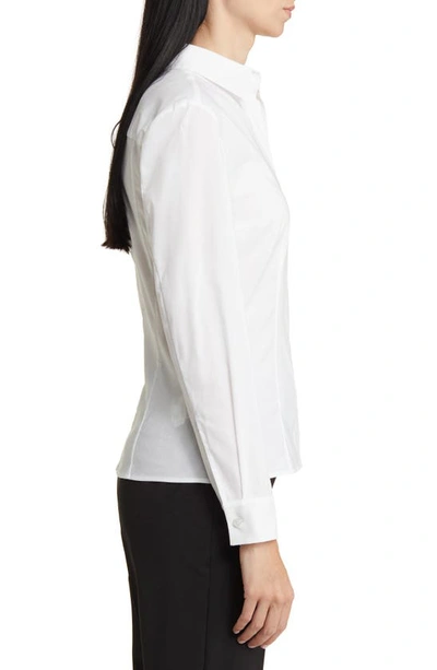 Shop Hugo Boss Bashinah Cotton Blend Blouse In Bright White