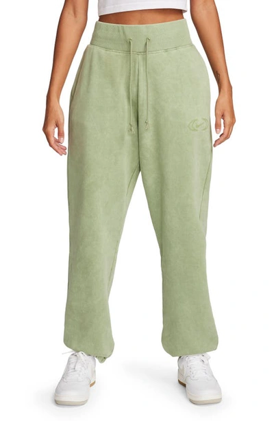 Shop Nike Phoenix High Waist Fleece Sweatpants In Oil Green