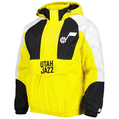 Shop Starter Gold Utah Jazz Body Check Raglan Hoodie Half-zip Jacket