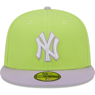 Shop New Era Neon Green/lavender New York Yankees Spring Color Two-tone 59fifty Fitted Hat