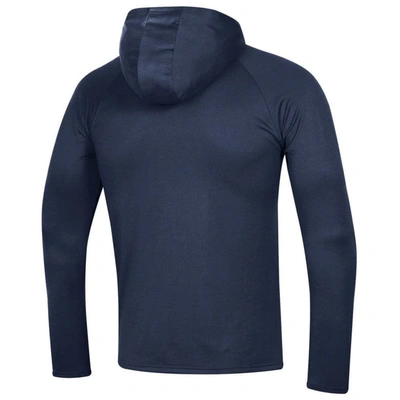 Shop Under Armour Navy Navy Midshipmen 2023 On Court Bench Shooting Long Sleeve Hoodie T-shirt