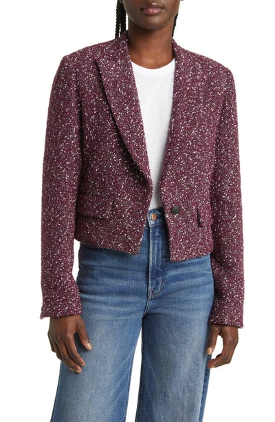 Shop Rag & Bone Valerie Tweed Crop Blazer In Burgundy