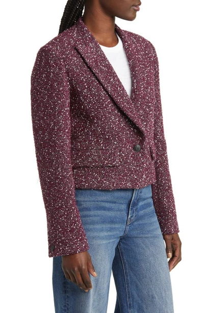 Shop Rag & Bone Valerie Tweed Crop Blazer In Burgundy