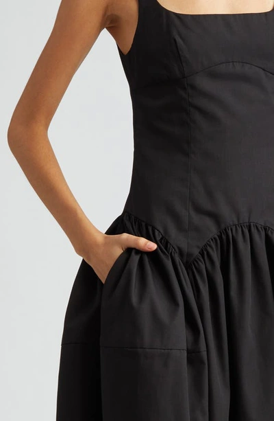 Shop Sandy Liang Cricket Cutout Pleated Midi Dress In Black