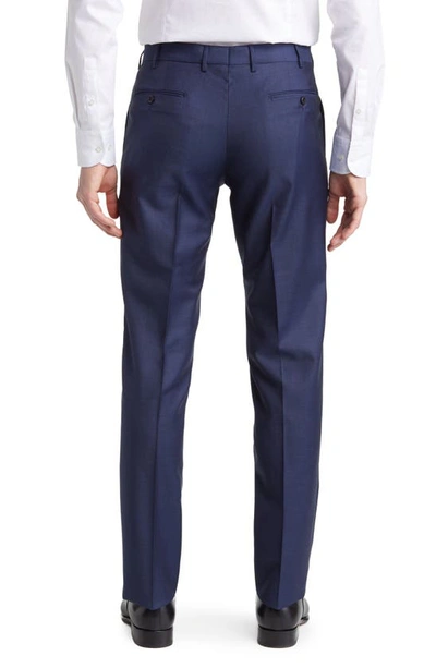 Shop Zanella Parker Classic Wool Sharkskin Dress Pants In Blue