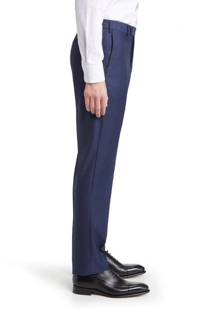 Zanella Parker Classic Wool Sharkskin Dress Pants In Blue