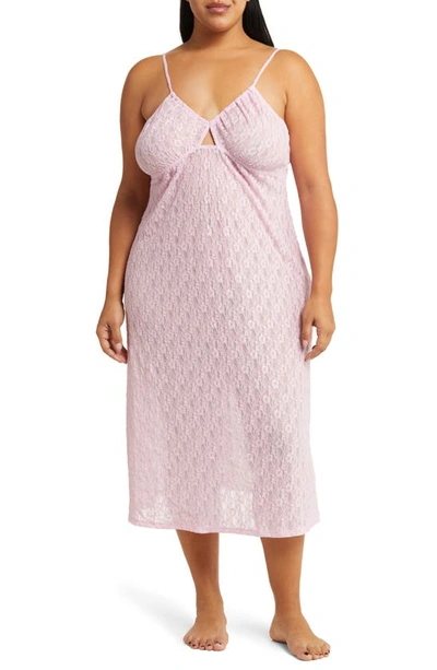 Shop Open Edit Cutout Lace Nightgown In Pink Pirouette