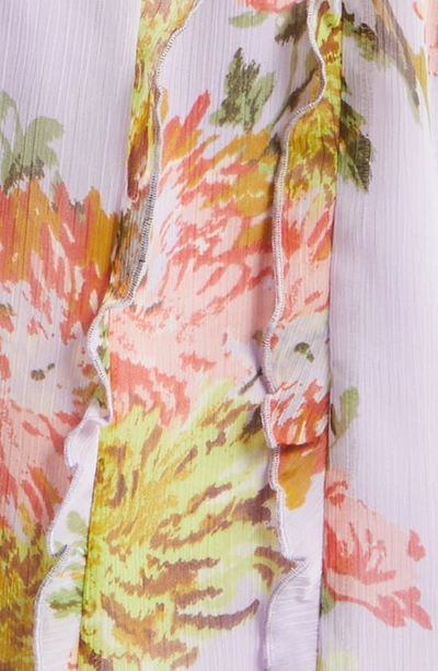 Shop Cinq À Sept Estelle Floral Long Sleeve Shirtdress In Lilac Multi