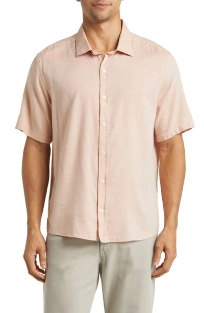 Shop Robert Barakett Mount Eden Short Sleeve Button-up Shirt In Salmon