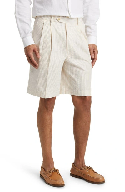 Shop Berle Seersucker Shorts In Tan