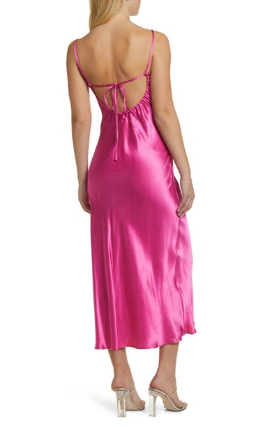 Topshop Cami Midi Slip Dress In Fuchsia Pink In Bright Pink
