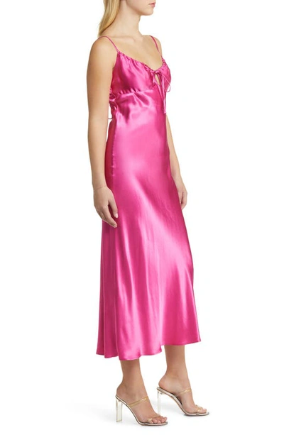 Topshop Cami Midi Slip Dress In Fuchsia Pink In Bright Pink