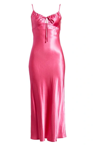 Topshop Cami Midi Slip Dress In Fuchsia Pink In Bright Pink